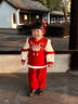 優(yōu)奇女寶寶衣服秋冬加絨加厚套裝滿(mǎn)月百天周歲禮服紅色過(guò)年拜新年裝 紅色刺繡套裝 80 曬單實(shí)拍圖