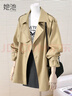 她池經(jīng)典英倫風(fēng)翻領(lǐng)風(fēng)衣女2025秋裝新款氣質(zhì)顯瘦休閑外套 曬單實(shí)拍圖