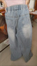 女童褲子牛仔闊腿褲秋季冬季加絨中大童兒童寬松直筒褲學(xué)生長(cháng)褲潮 藍色加絨款 160 曬單實(shí)拍圖