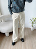MUSINSA STANDARD韓國春季女士簡(jiǎn)約高腰燈芯絨寬松直筒復古西褲 奶油色(CR) 26 曬單實(shí)拍圖
