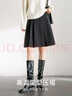 尚都比拉半身裙女裝秋冬新款學(xué)院風(fēng)百褶裙小個(gè)子簡(jiǎn)約A字短裙 石墨灰 M  曬單實(shí)拍圖