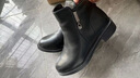 啄木鳥(niǎo)真皮媽媽鞋冬季新款平底短靴中老年軟底皮鞋舒適加絨女棉鞋 黑色【加絨】 37 曬單實(shí)拍圖