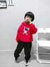 WASSUP WKENG聯(lián)名小熊男童連帽衛衣套裝秋冬2025新款中大童加絨兒童春季運動(dòng)服 紅色+黑褲子（春秋款） 120 兒童尺碼推薦【38-45斤】 曬單實(shí)拍圖