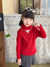G.duck小黃鴨童裝女童加絨毛衣秋冬款兒童加厚保暖蝴蝶結長(cháng)袖打底針織衫 紅色加絨款 110 cm 曬單實(shí)拍圖