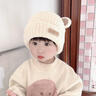獺惠ins嬰兒帽子可愛(ài)超萌男女寶寶套頭帽尖尖帽針織毛線(xiàn)帽秋冬季保暖 小狗表情帽-米白色 曬單實(shí)拍圖