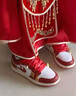 百麗香奈（BAILIXIANGNAI）AJ1婚鞋秀禾鞋本命年情侶款新娘結婚鞋紅色男女板鞋dunk日?？纱?白紅【送紅盒+婚鞋配飾】 38 曬單實(shí)拍圖