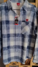 查爾斯桃心格子襯衫長(cháng)袖美式復古襯衣休閑情侶加絨外套 藍白格  L 曬單實(shí)拍圖