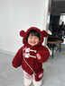 雙魚(yú)兔女童加絨毛毛衣新款洋氣兒童上衣寶寶連帽外套卡通外穿衣可愛(ài)衣服 w328紅色外套不帶包包 80 曬單實(shí)拍圖
