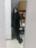 浪莎黑色皮褲女冬季加絨2025款復古高腰休閑直筒西裝褲闊腿褲子 曬單實(shí)拍圖