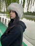 MDNG毛絨蒙古帽子女秋冬防寒白色保暖東北盆帽護耳帽狐貍毛漁夫帽毛毛 蒙古毛氈帽【米白色】 曬單實(shí)拍圖