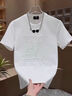 2025夏季新款男士圓領(lǐng)短袖T恤時(shí)尚潮流亮片刺繡字母體恤衫半袖衫 白色 L 曬單實(shí)拍圖