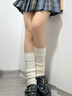 鹿珊伍小腿襪女秋冬兩雙裝加厚襪子堆堆襪女長(cháng)筒襪百搭菱形格紋理長(cháng)腿襪 【2雙】【奶白+黑】/筒長(cháng)30cm 曬單實(shí)拍圖