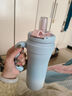 奇古堂保溫杯大容量吸管水杯女生高顏值新款白領(lǐng)冰霸杯子 海鹽奶藍800ml-陶瓷覆層 曬單實(shí)拍圖