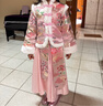 眺德高女童漢服冬款加絨拜年服女寶中國風(fēng)舞臺表演服古裝冬季兒童唐裝 【加絨加厚+發(fā)卡】140碼-粉色 曬單實(shí)拍圖