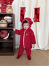 巴拉巴拉【balaOne】童裝嬰兒連體衣秋冬爬服紅色新年拜年服保暖衣 中國紅60611 80cm 曬單實(shí)拍圖