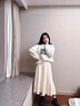 妙奕嘉針織半身裙秋冬季2025新款百褶裙白色裙子冬裙a字裙長(cháng)裙小個(gè)子 軟糯百褶針織A字半身裙 均碼 曬單實(shí)拍圖