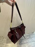 真皮磨砂牛皮復古美拉德托特包2026新款女包高級感單肩腋下斜挎包 【酒紫】 復古磨砂牛皮大容量 曬單實(shí)拍圖
