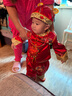 G.duck寶寶周歲禮服男女童兒童唐裝中國風(fēng)嬰兒紅色套裝抓周生日服夏款薄 五福團春秋 90碼12-18月 曬單實(shí)拍圖