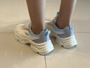 鴻星爾克（ERKE）女鞋皮面運動(dòng)鞋跑步鞋子女2025冬季新款官方旗艦休閑老爹鞋旅游鞋 微晶白/輕氧藍 38 曬單實(shí)拍圖
