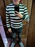 皮爾卡丹（pierre cardin）長(cháng)袖t恤男春秋季潮流條紋打底衫衛衣男裝秋衣秋裝加絨衣服 911綠色 L(115-130斤) 曬單實(shí)拍圖