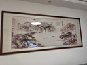 六畫(huà)流水生財山水畫(huà)靠山圖客廳裝飾畫(huà)國畫(huà)辦公室風(fēng)景掛畫(huà)書(shū)房茶室壁畫(huà) 流水生財A1 75*210cm宣紙錦綾+有機玻璃+胡桃色實(shí)木框（熱賣(mài)款） 曬單實(shí)拍圖