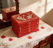 螺鈿鑲嵌首飾盒非遺推光漆器復古高檔精致梳妝盒大容量首飾箱妝奩 28飛機柜-紅-龍鳳呈祥 [贈收藏證+禮盒+禮品袋] 曬單實(shí)拍圖