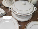 藝汐景德鎮輕奢骨瓷簡(jiǎn)約高檔碗盤(pán)餐具整套碗筷碟套裝家用喬遷結婚禮物 微波爐適用丨皮箱裝丨10人食丨 60件套 曬單實(shí)拍圖