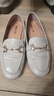 百麗羊皮英倫風(fēng)樂(lè )福小皮鞋平底豆豆女復古深口單鞋A7H1DAA4 米白 39 曬單實(shí)拍圖