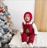 Auro Mesa秋冬嬰兒衣服新年紅色男女寶寶圣誕樹(shù)背帶褲針織毛線(xiàn)褲 酒紅色 80cm 曬單實(shí)拍圖