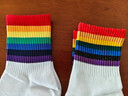 春夏新款舒適棉襪子彩虹襪條紋簡(jiǎn)約吸汗保暖中筒襪學(xué)院風(fēng)黑白襪子 【4雙】寬白四雙 均碼 曬單實(shí)拍圖