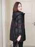 云旗千裘海寧真皮羽絨服女中長(cháng)款2025冬季新款休閑連帽綿羊皮皮衣皮草外套 黑色 L 110-120斤 曬單實(shí)拍圖