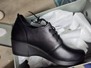 蜘蛛王（SPIDER KING）單鞋女淺口女士皮鞋舒適百搭厚底坡跟工作職業(yè)媽媽鞋 黑色 36  曬單實(shí)拍圖