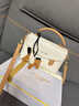 紀詩(shī)哲（GIEVSZHE）輕奢侈包包女包馬年新款女士單肩斜挎手提包送老婆女友生日禮物 米白拼橙色【小馬掛件-馬年限定款式】 品牌禮盒 曬單實(shí)拍圖