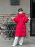 英氏（YEEHOO）兒童羽絨服三防長(cháng)款過(guò)膝冬季保暖外套女童冬裝連帽男童中童戶(hù)外 紅色 130 曬單實(shí)拍圖