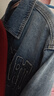 UR秋季新款男裝潮流復古水洗立體字母牛仔外套UUV850034 灰藍 M 曬單實(shí)拍圖