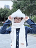 冬季保暖小熊帽子手套圍巾一體防風(fēng)帽韓版女韓國百搭戶(hù)外騎行冬帽 白色 可調節 曬單實(shí)拍圖