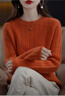 羅蒙（ROMON）羊絨衫女春秋新款加絨加厚寬松圓領(lǐng)羊毛衫毛衣女洋氣針織打底衫 原絨杏 3XL 建議140-155斤 曬單實(shí)拍圖