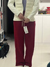 真維斯（Jeanswest）褲子冬季女窄版加絨闊腿褲2025冬季新款休閑褲直筒百搭小個(gè)子褲子 曬單實(shí)拍圖