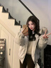 溫格芳羽絨棉服女冬季2025新款韓系學(xué)生加厚派克棉衣小個(gè)子保暖棉襖外套 灰白色 M 曬單實(shí)拍圖