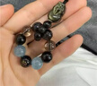 普陀山五行補喜水黑曜石海藍寶鑰匙扣掛件平安鎖葫蘆金曜石手機鏈 水晶黑曜石貔貅款-手機掛件8mm 曬單實(shí)拍圖