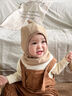 米囹嬰幼兒帽子秋冬寶寶1-3歲連帽圍脖一體保暖防風(fēng)兒童護耳披肩帽 卡其色 6個(gè)月-3歲（頭圍45-50cm） 曬單實(shí)拍圖