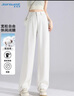真維斯（Jeanswest）牛仔褲女秋季寬松闊腿褲子女潮流韓版小個(gè)子直筒褲簡(jiǎn)約米白色L 曬單實(shí)拍圖