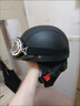 飛行員頭盔男女秋冬皮盔半盔哈雷復古安全帽眼鏡防風(fēng)鏡護耳款腳踏車(chē) 哈雷-啞黑 【配鍍銀風(fēng)鏡】亮面 曬單實(shí)拍圖