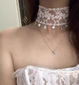 逐青白色寬蕾絲水滴流蘇項鏈女款簡(jiǎn)約氣質(zhì)百搭項圈時(shí)尚頸鏈y2k鎖骨鏈 白色蕾絲寬項鏈 曬單實(shí)拍圖