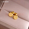 Lnieer睡覺(jué)免摘鈦鋼耳環(huán)福字精致小巧螺絲擰扣養耳釘女金色耳環(huán)耳骨釘潮 【金色】福字螺絲升級款耳釘 曬單實(shí)拍圖