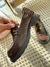 百麗（Belle）元寶樂(lè )福鞋女鞋2026春季新款商場(chǎng)同款羊皮黑色小皮鞋E9L1DAA6 棕色 38 (240mm) 曬單實(shí)拍圖