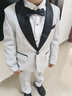 蘿卜唄唄（LUOBOBEIBEI）兒童禮服秋冬西服套裝帥氣英倫西裝舞臺表演出服 米色四件套 130  曬單實(shí)拍圖