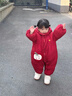 班喜迪嬰兒衣服冬裝嬰幼兒連體衣滿(mǎn)月百天女寶寶周歲禮服外出棉服拜年服 紅色 90cm 曬單實(shí)拍圖