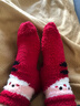 貓人圣誕襪子女秋冬季加厚珊瑚絨保暖居家圣誕節送禮物可愛(ài)毛絨中筒襪 【4雙】綠色*2+紅色*2 均碼 【超值貓人禮盒裝】 曬單實(shí)拍圖