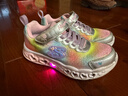 Skechers斯凱奇童鞋女童運動(dòng)鞋閃燈鞋開(kāi)關(guān)魔術(shù)貼兒童休閑公主鞋302315L 銀色/多彩色/SMLT 30 曬單實(shí)拍圖
